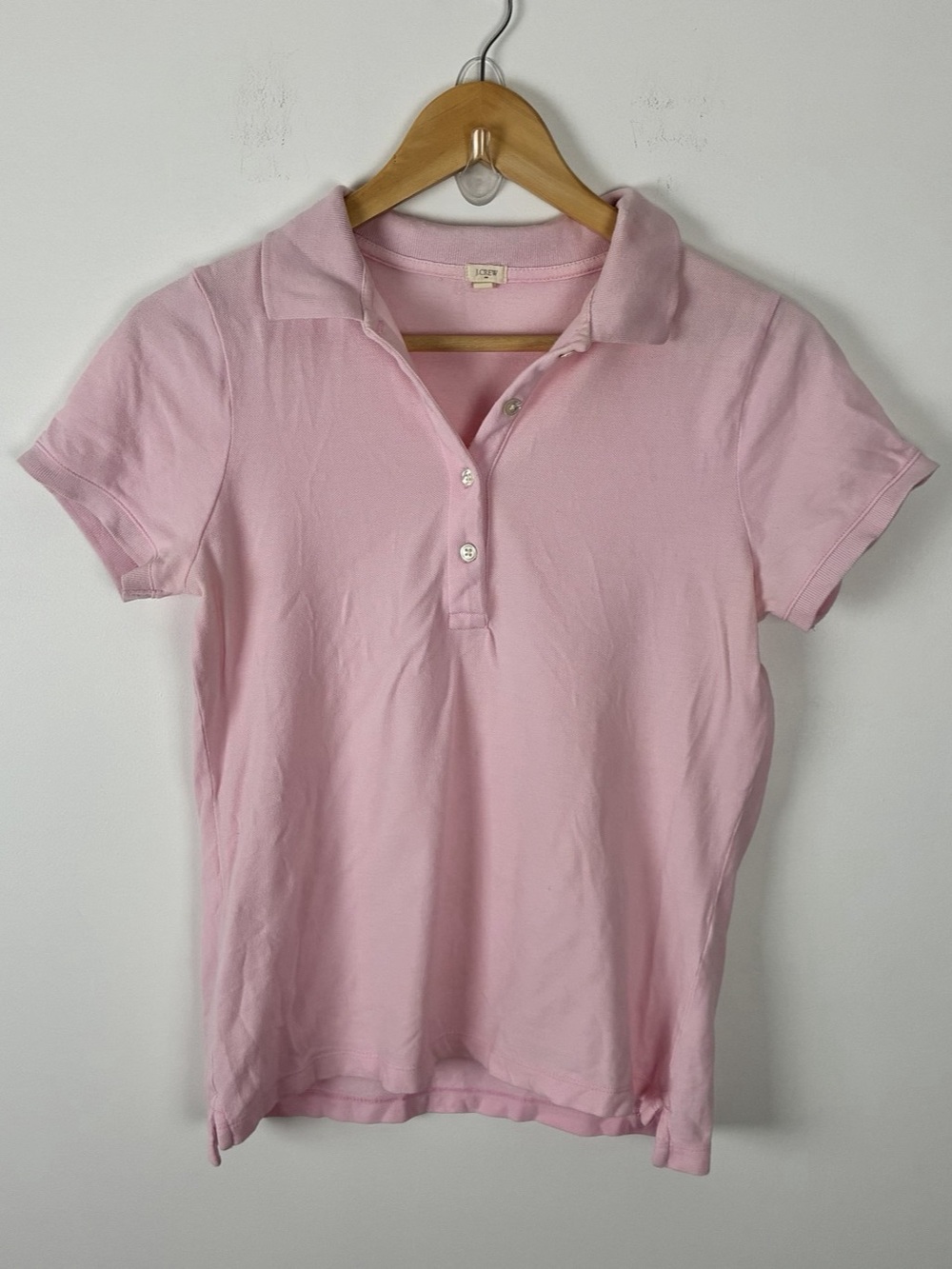 2008 J.Crew Factory Baby Pink Polo Collared Short Sleeve Shirt Preppy Y2K S